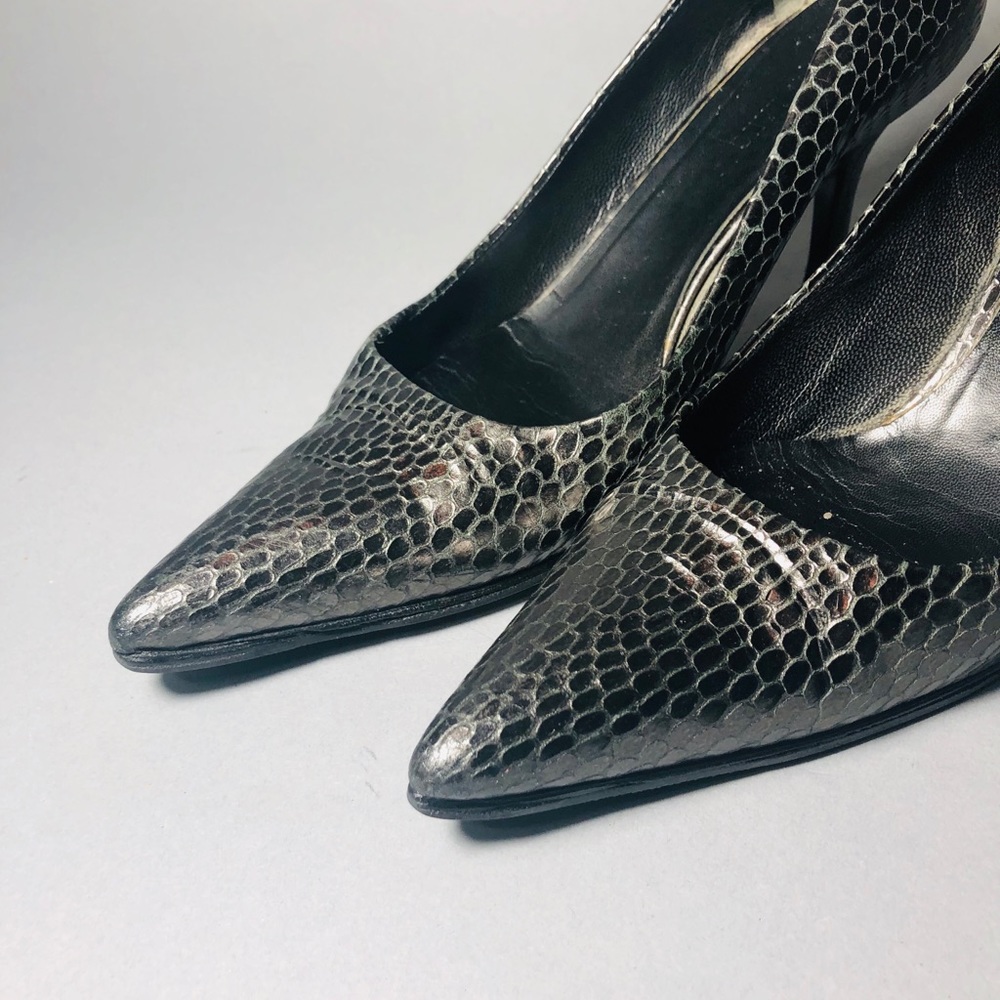 Authentic Helmet Lang Silver Snake Pointed Pumps - image 6
